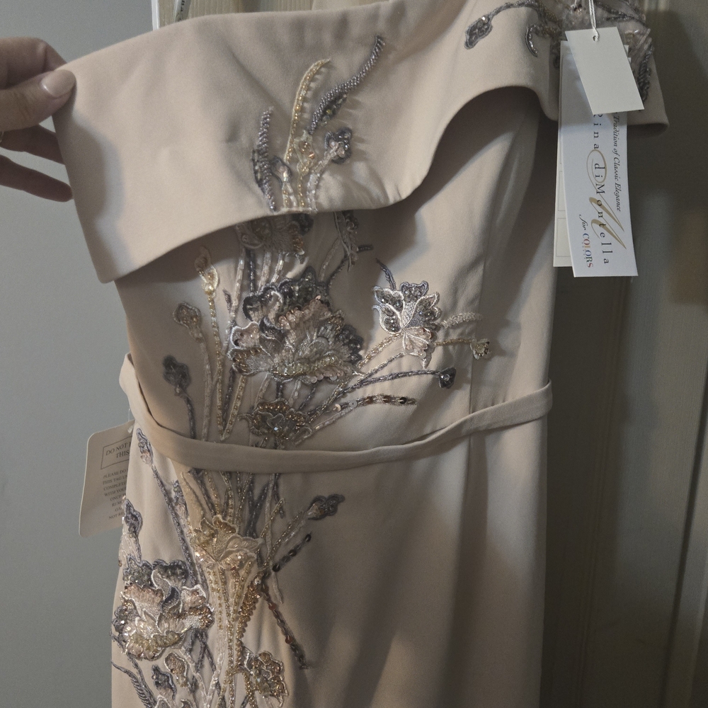 My Michelle One-Shoulder Dress in Cream with Embroidery